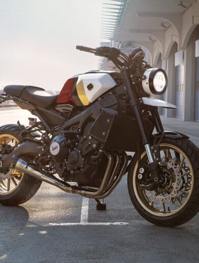 A Yamaha XSR900 in the bid to bring awareness of an upcoming A2-compliant variant for Q4 of this year.