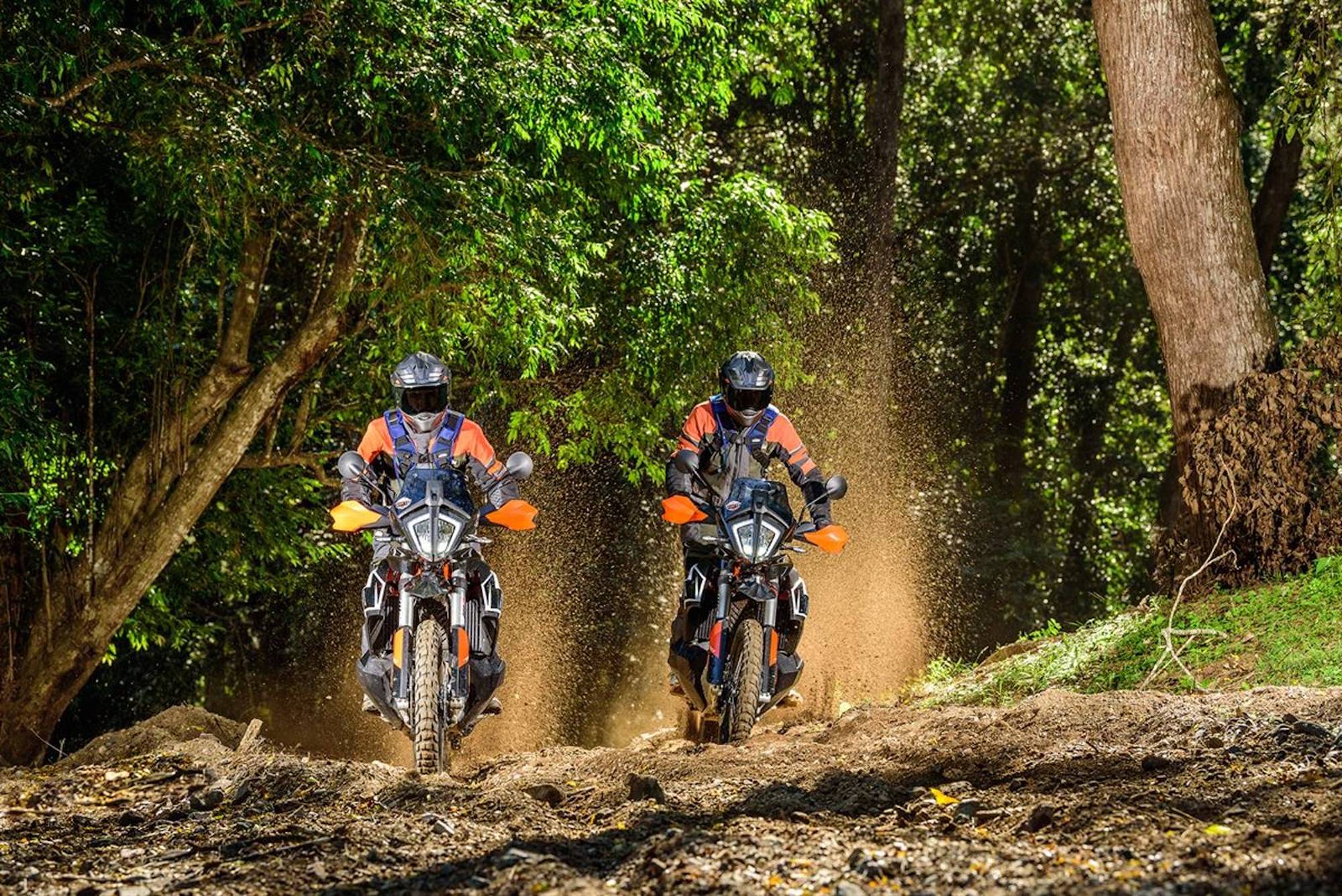 A view of KTM ADVENTURE-inclined motorcycle in the bid for a 1,000km challenge in the 2022 KTM World Adventure Week