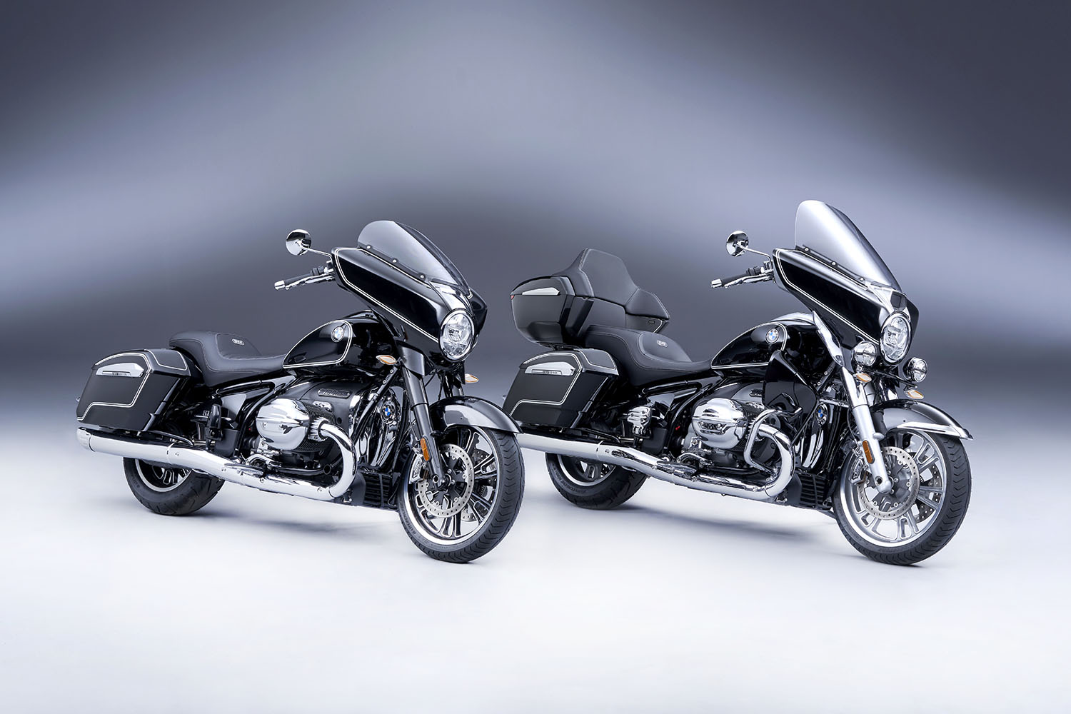 A view of BMW's current range of 1200cc-1800cc bikes