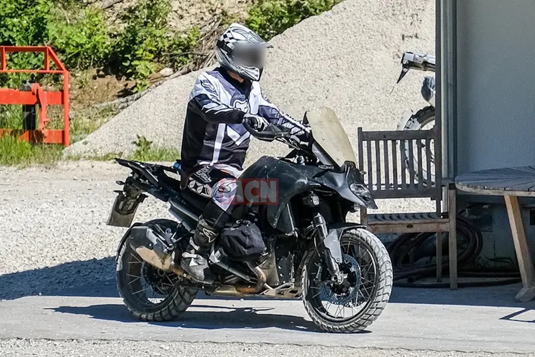 A view of BMW's new concept of adjustable air deflectors, which will be spring-loaded to better protect the rider