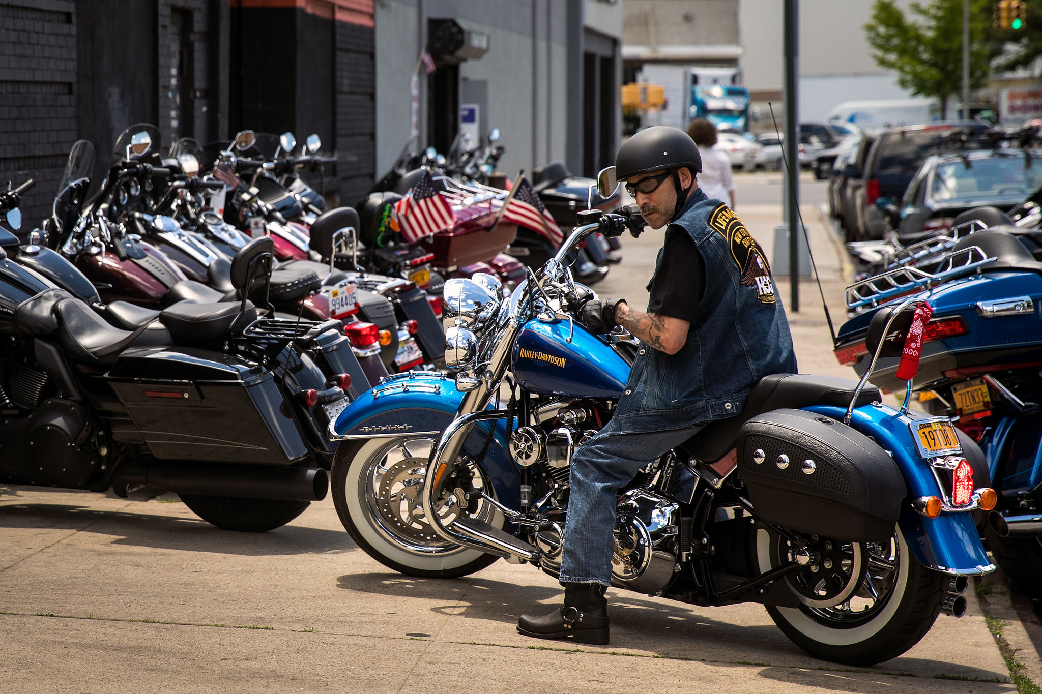 A view of Harley-Davidson bikes made in connection with plants in New York and Pennsylvania.