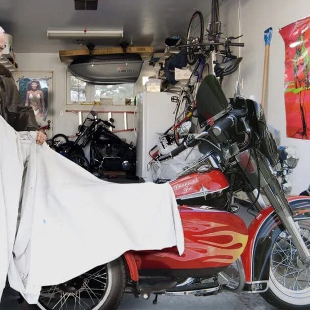 A view of President Biden in affiliation with a handful of motorcycles