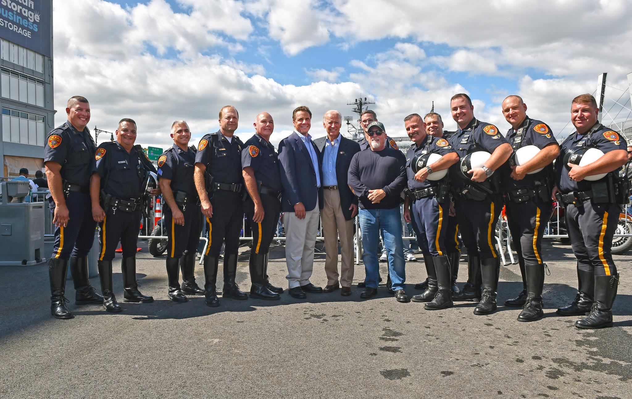 A view of President Biden in affiliation with a handful of motorcycles