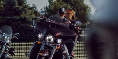 Harley-Davidson riders getting ready for a commute