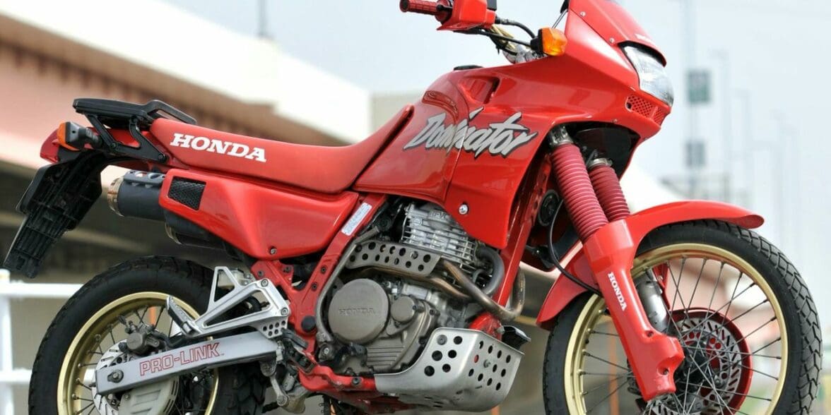 A view of the original Honda NX650 Dominator, which was conceived between 1988 and 2003