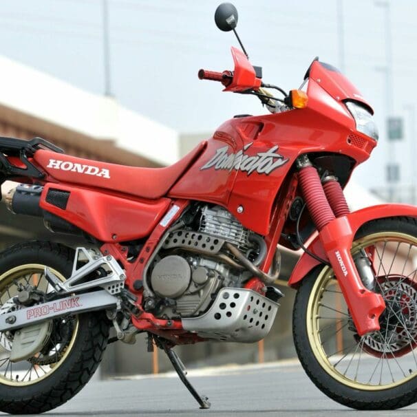 A view of the original Honda NX650 Dominator, which was conceived between 1988 and 2003