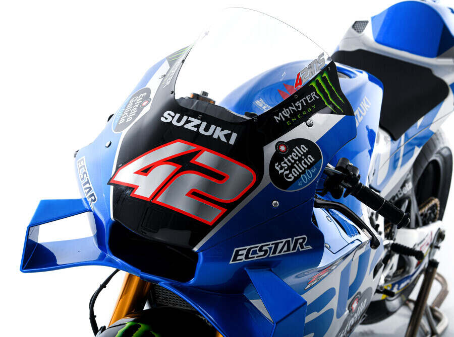 A view of Suzuki supersport machines decked out for the MotoGP track - machines that will soon e defunct with Suzuki's decision to temporarily suspend their acticitive on the circuit in a purported to save funds