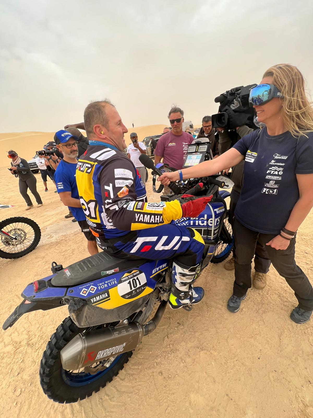 A view of the Yamaha Tenere 700 World Raid that beat the competition at the 2022 Tunisia Rally