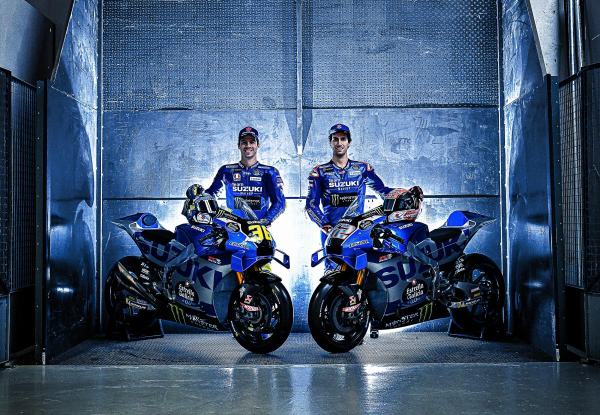 A view of the Suzuki team and Suzuki supersport machines decked out for the MotoGP track - machines that will soon e defunct with Suzuki's decision to temporarily suspend their acticitive on the circuit in a purported to save funds