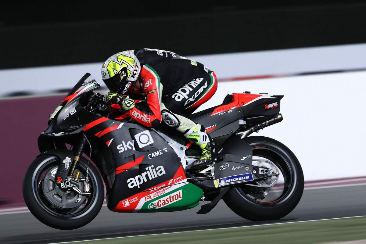 A view of an Aprilia bike being tested at Jerez prior to the next racing round of MotoGP