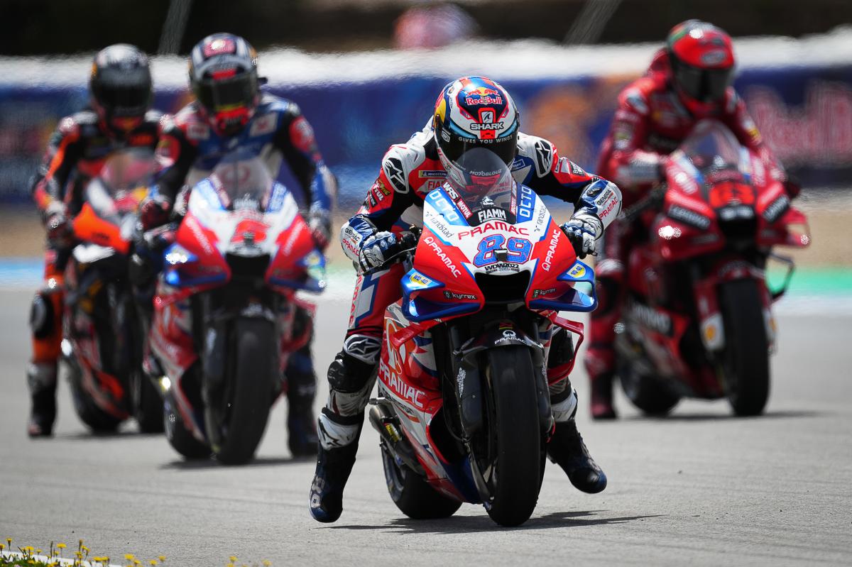 A view of a Ducati bike being tested at Jerez prior to the next racing round of MotoGP