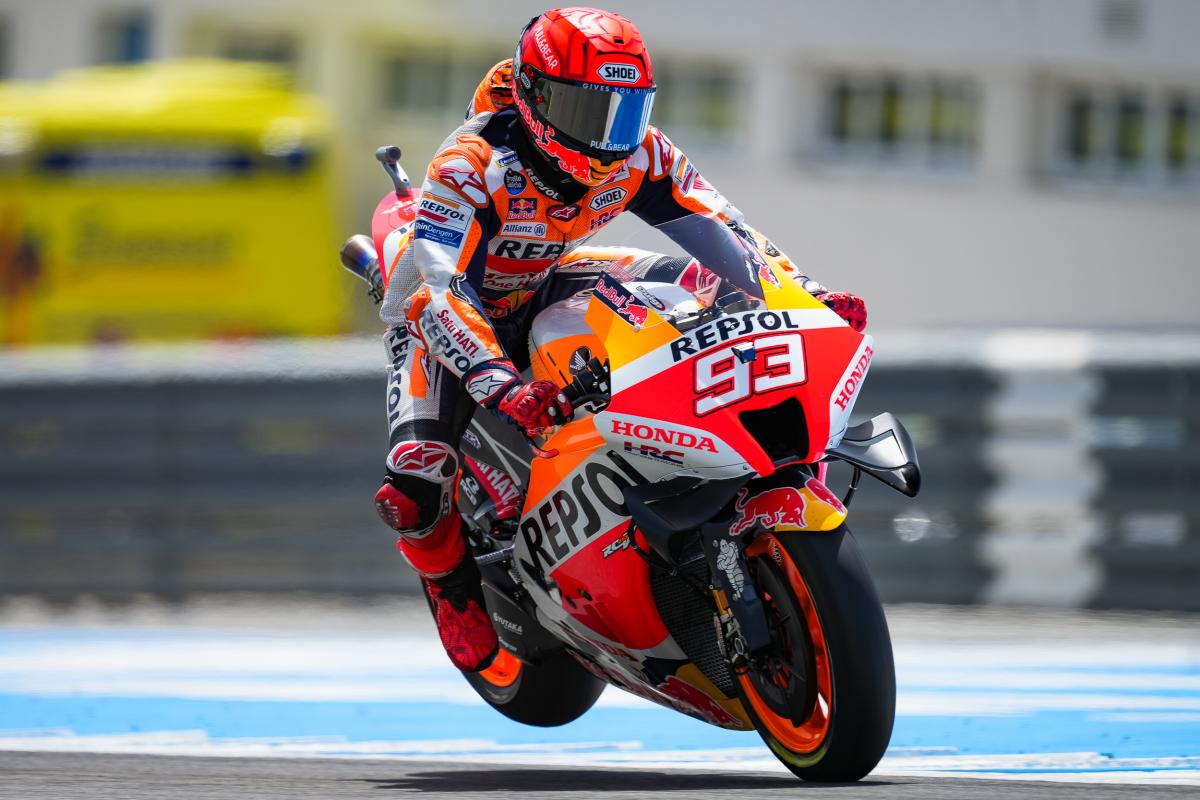 A view of a Honda bike being tested at Jerez prior to the next racing round of MotoGP
