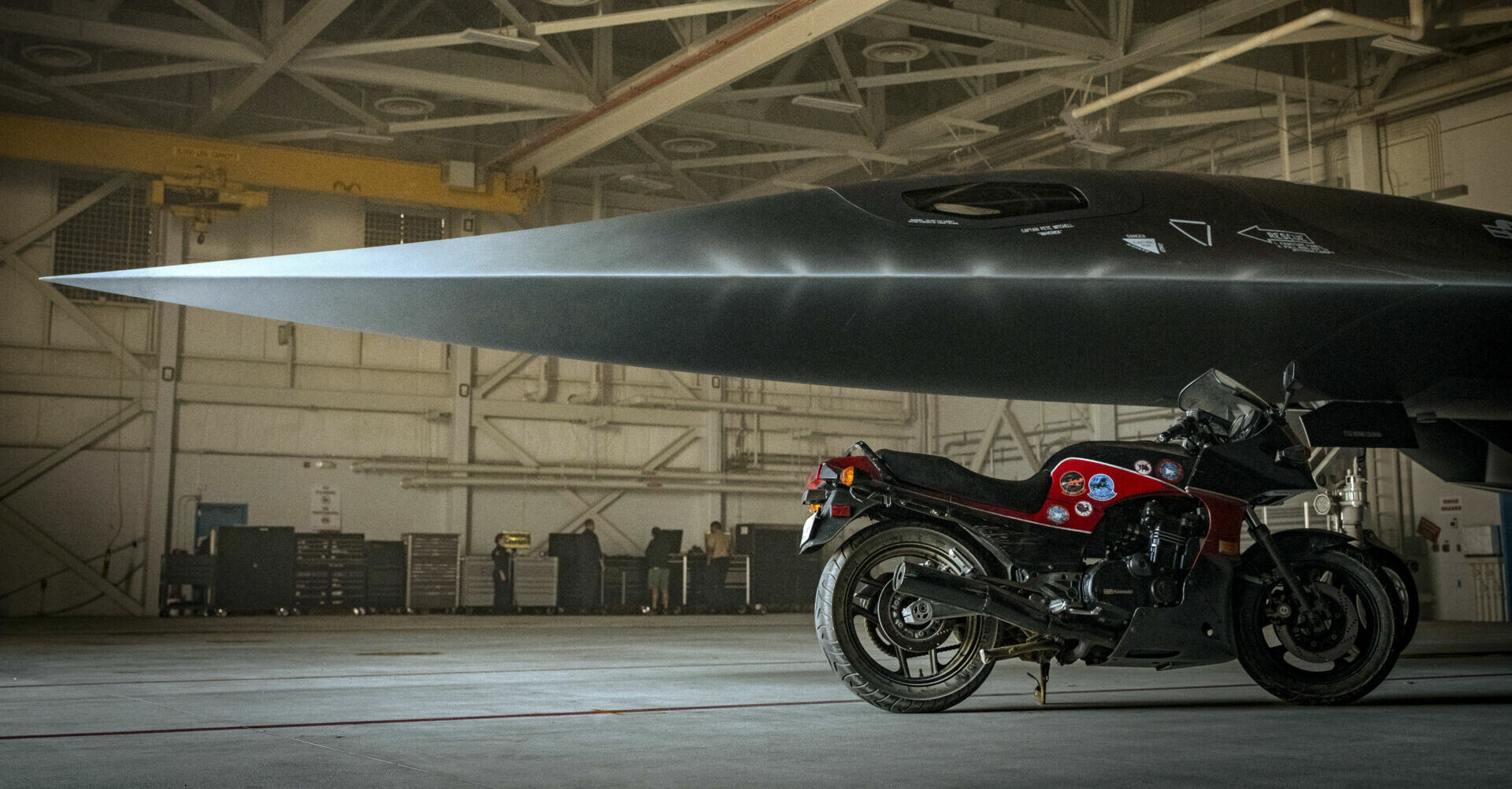 A view of the machines and characters used for TopGun's recent flick, Top Gun: Maverick