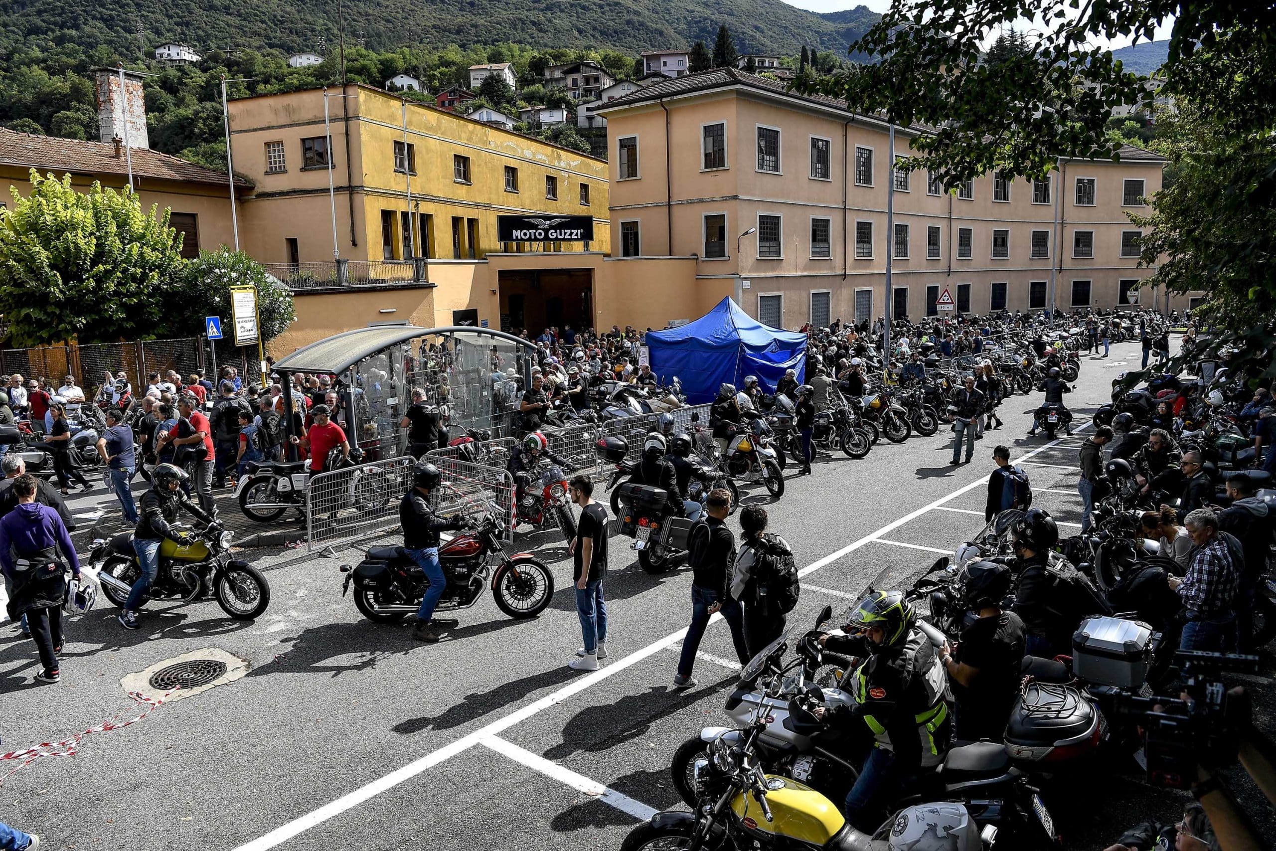 A view of the moto Guzzi days which are now back in full swing in Mandello