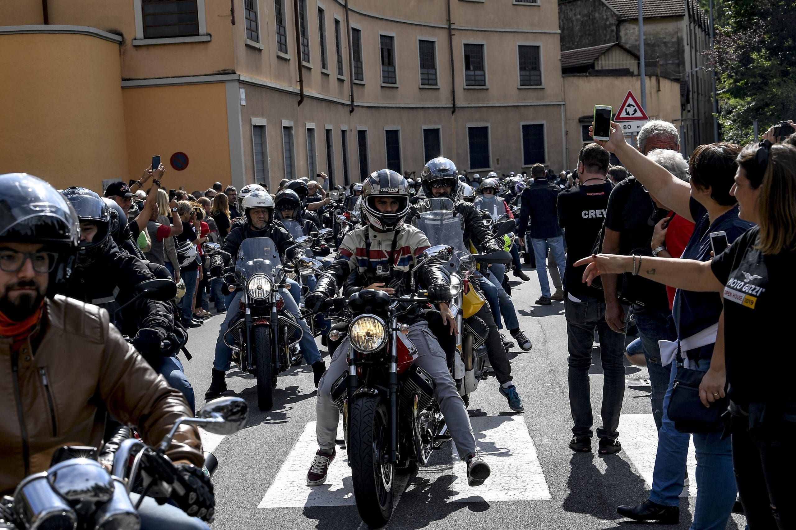 A view of the moto Guzzi days which are now back in full swing in Mandello