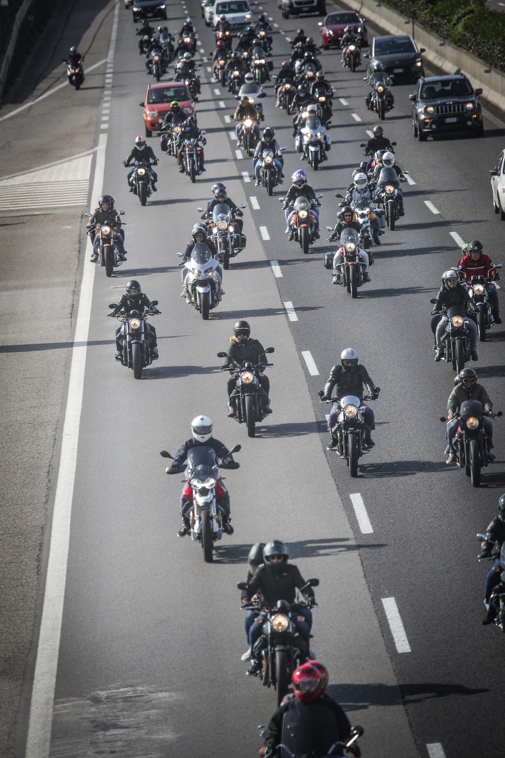 A view of the moto Guzzi days which are now back in full swing in Mandello