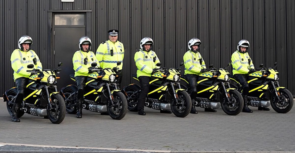 The police who guarded and patrolled during the UK's 2021 United Nations Climate Conference. Photo courtesy of Electrek. 