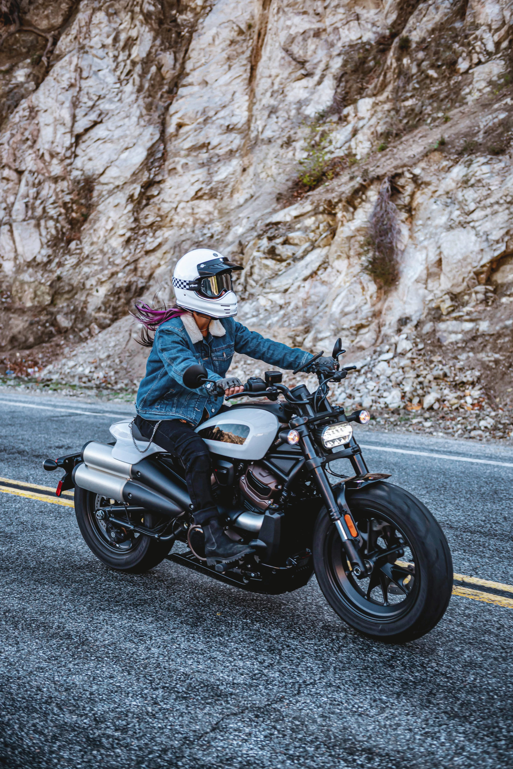 A female motorcyclist enjoying a ride in commemoration of Chix on 66. Photo courtesy of Iron Trader News.