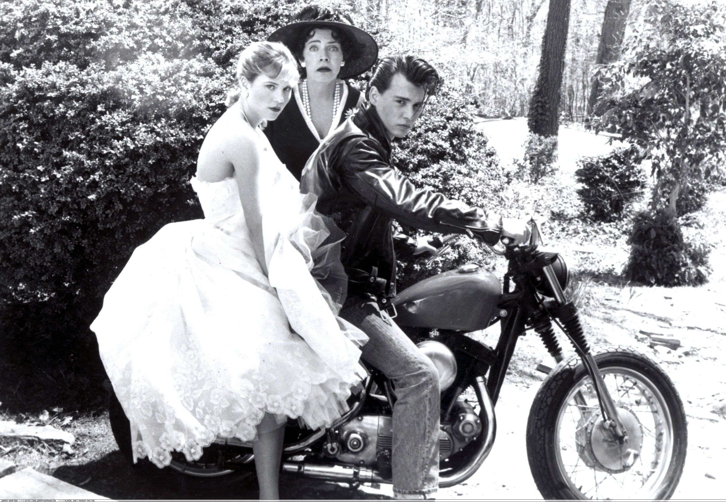 A picture of character 'Wade' on his motorcycle in the hit flick "Crybaby" (1990)