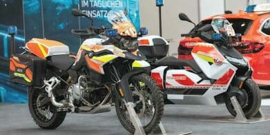 BMW’s New CE-04 and F 850 GS showcased at the 2022 Interschutz. Photo courtesy of RideApart.