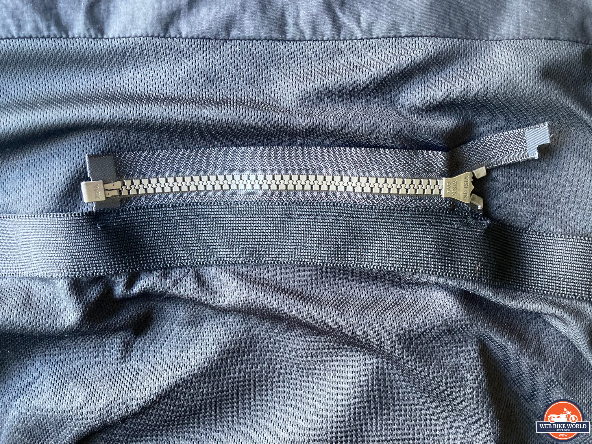 Closeup of the connection zipper