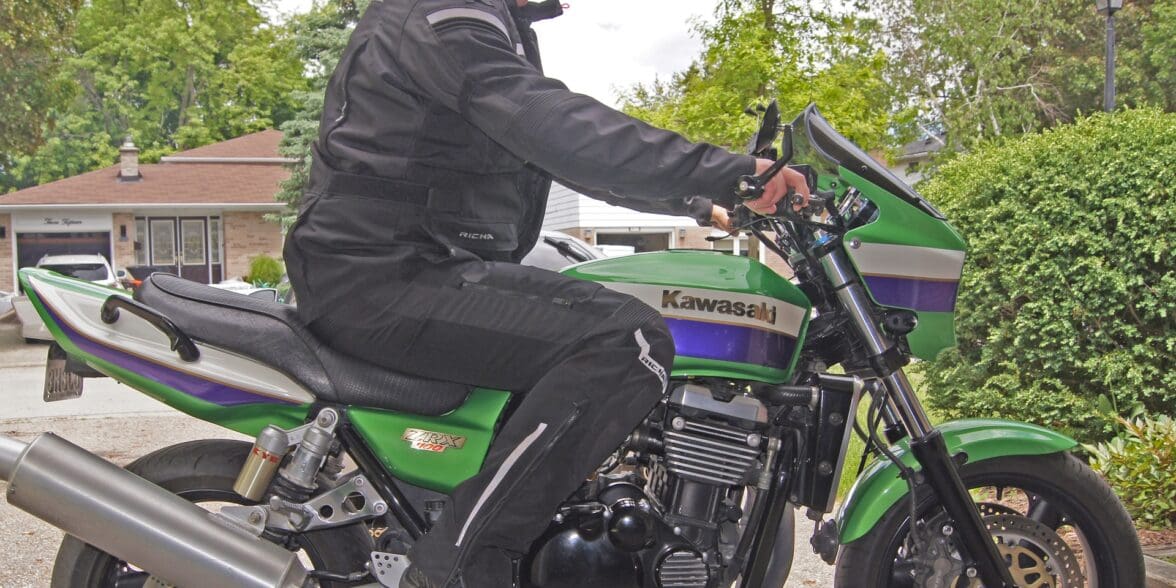 Author in Richa Brutus GTX Pants on Kawasaki motorcycle