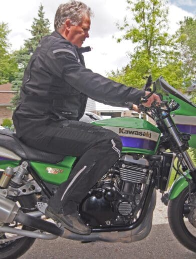 Author in Richa Brutus GTX Pants on Kawasaki motorcycle