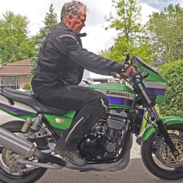 Author in Richa Brutus GTX Pants on Kawasaki motorcycle