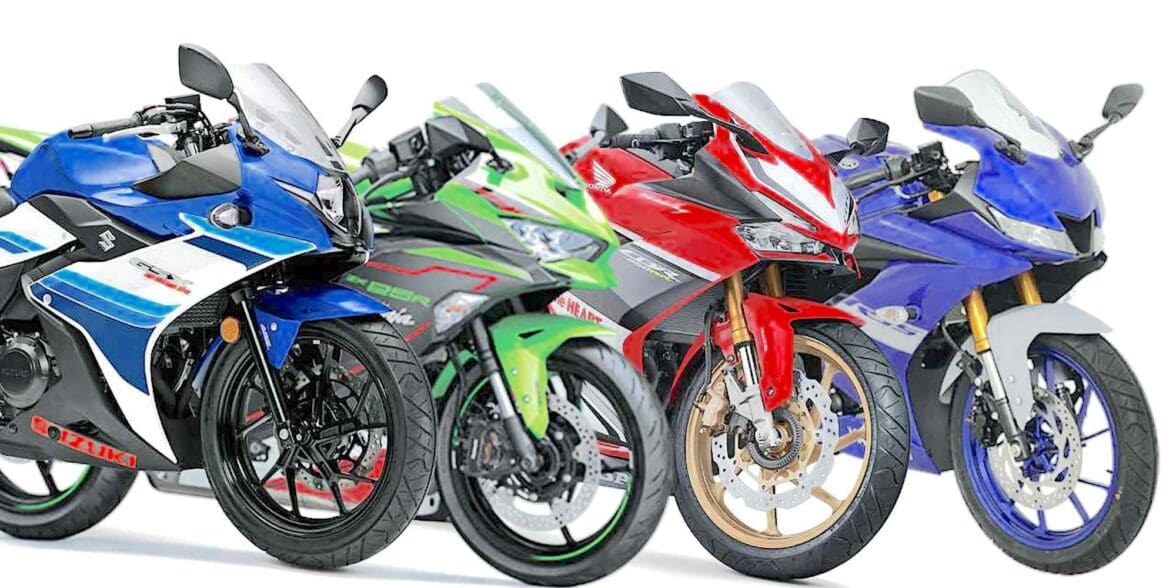 Honda, Yamaha, Kawasaki and Suzuki motorcyclele. Photo courtesy of RideApart.