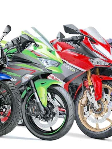 Honda, Yamaha, Kawasaki and Suzuki motorcyclele. Photo courtesy of RideApart.