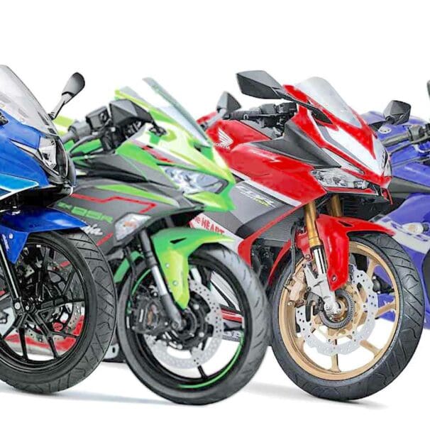 Honda, Yamaha, Kawasaki and Suzuki motorcyclele. Photo courtesy of RideApart.