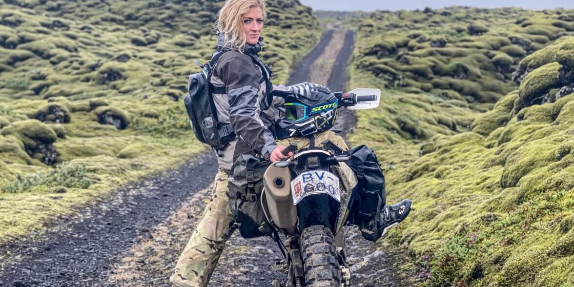 Vanessa Ruck I South Wales next to her trials bike. Photo courtesy of her website, TheGirlOnaBike.