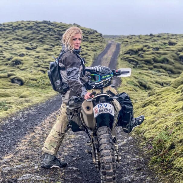 Vanessa Ruck I South Wales next to her trials bike. Photo courtesy of her website, TheGirlOnaBike.