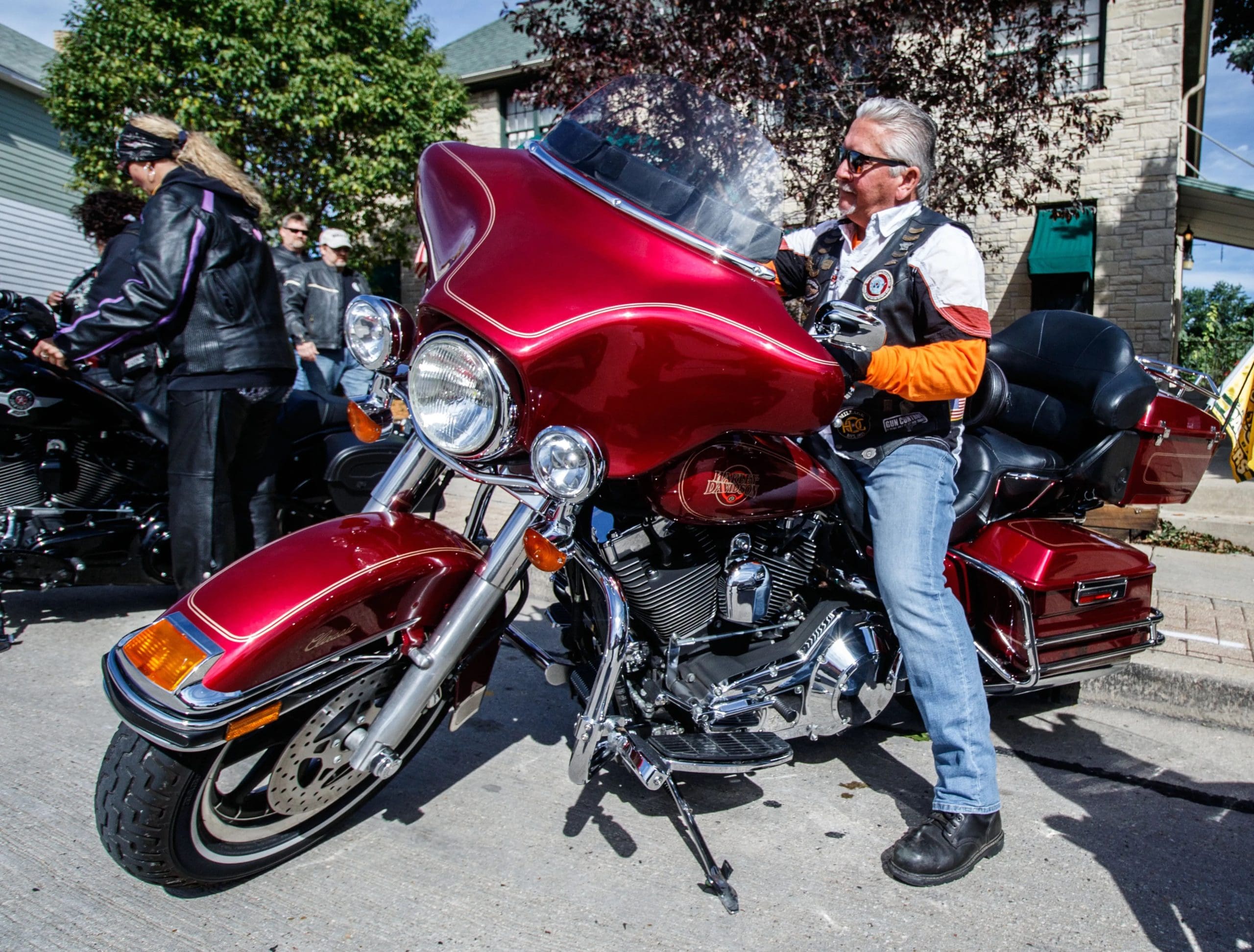 A man on a big Harley motorcycle. Photo credited to USA Today.