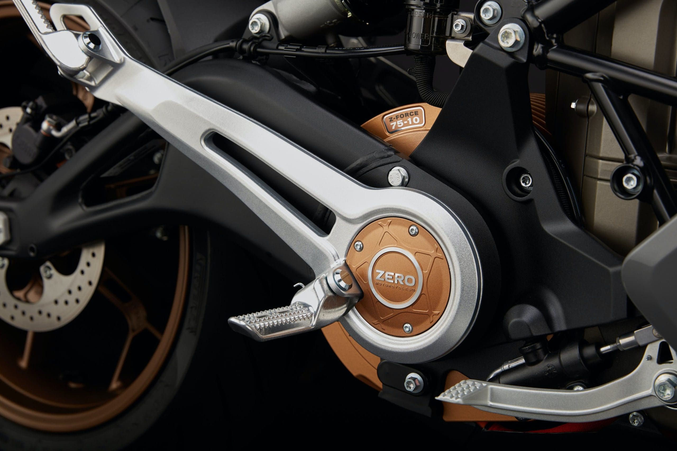 A view of Zero's motor, complete with the brand's logo.