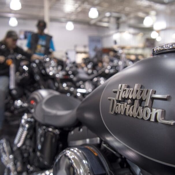 A side view of the tank of a Harley bike. Photo courtesy of Fortune.