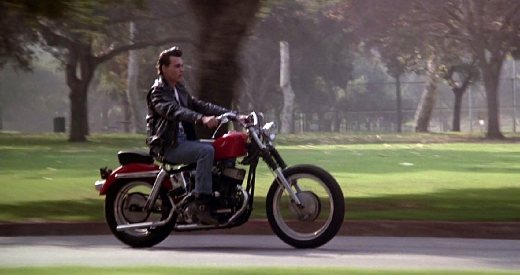 a picture of character 'Wade' on his motorcycle in the hit flick Crybaby (1990)