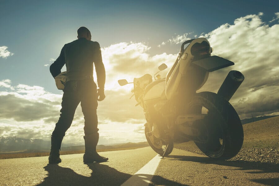 A male motorcyclist taking a break. Photo courtesy of the Orangeville country BMW Dealership.