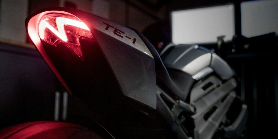 A view of Triumph's new TE-1 electric prototype, which will be further revealed July 12th.