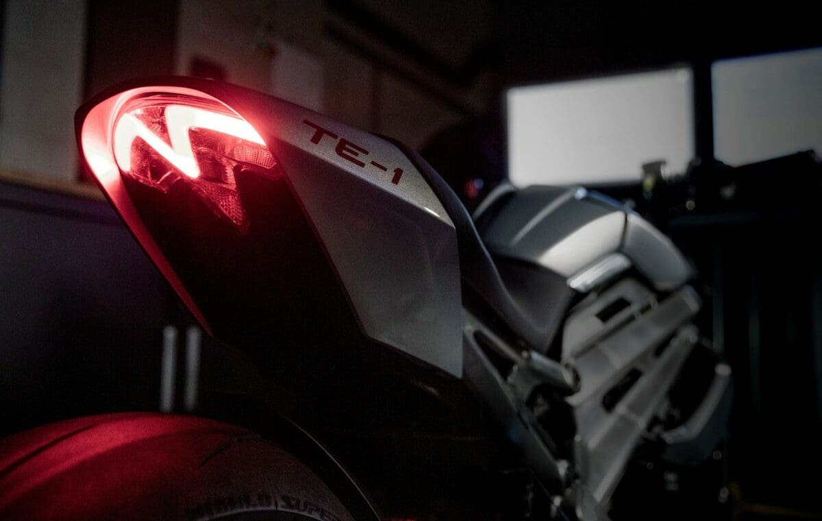 A view of Triumph's new TE-1 electric prototype, which will be further revealed July 12th.