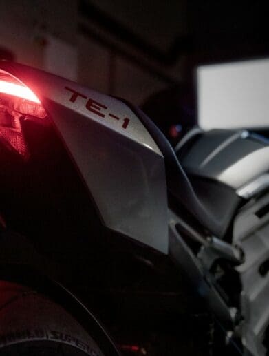 A view of Triumph's new TE-1 electric prototype, which will be further revealed July 12th.