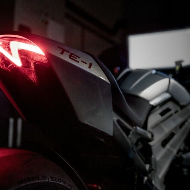 A view of Triumph's new TE-1 electric prototype, which will be further revealed July 12th.