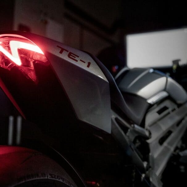 A view of Triumph's new TE-1 electric prototype, which will be further revealed July 12th.
