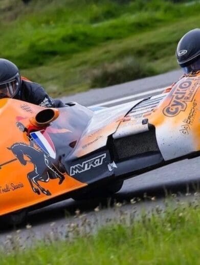 César Chanel and Olivier Lavorel in the 2022 Isle of Man TT. Photo courtesy of The Sun.