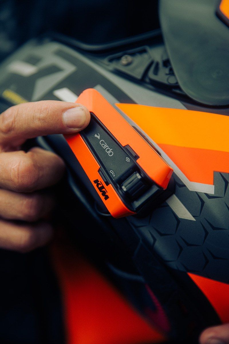 Cardo's new Packtalk Edge - the KTM Packtalk Edge, created in collaboration with KTM. Photo courtesy of totalmotorcycle.