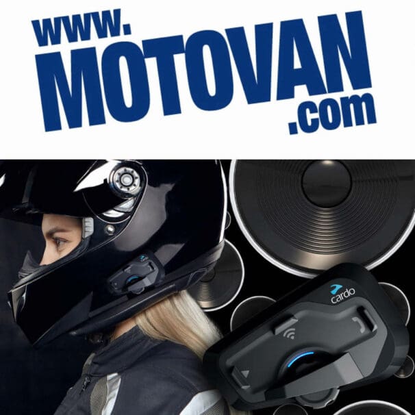 Cardo's motorcycle comm units. Photo courtesy of Inside motorcycles and Cycle News.
