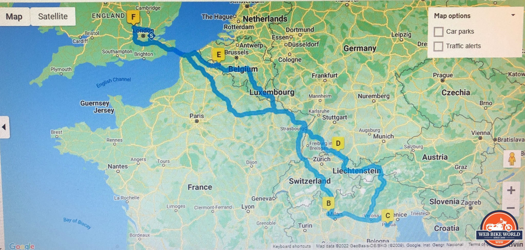 The total distance of the Europe bike trip