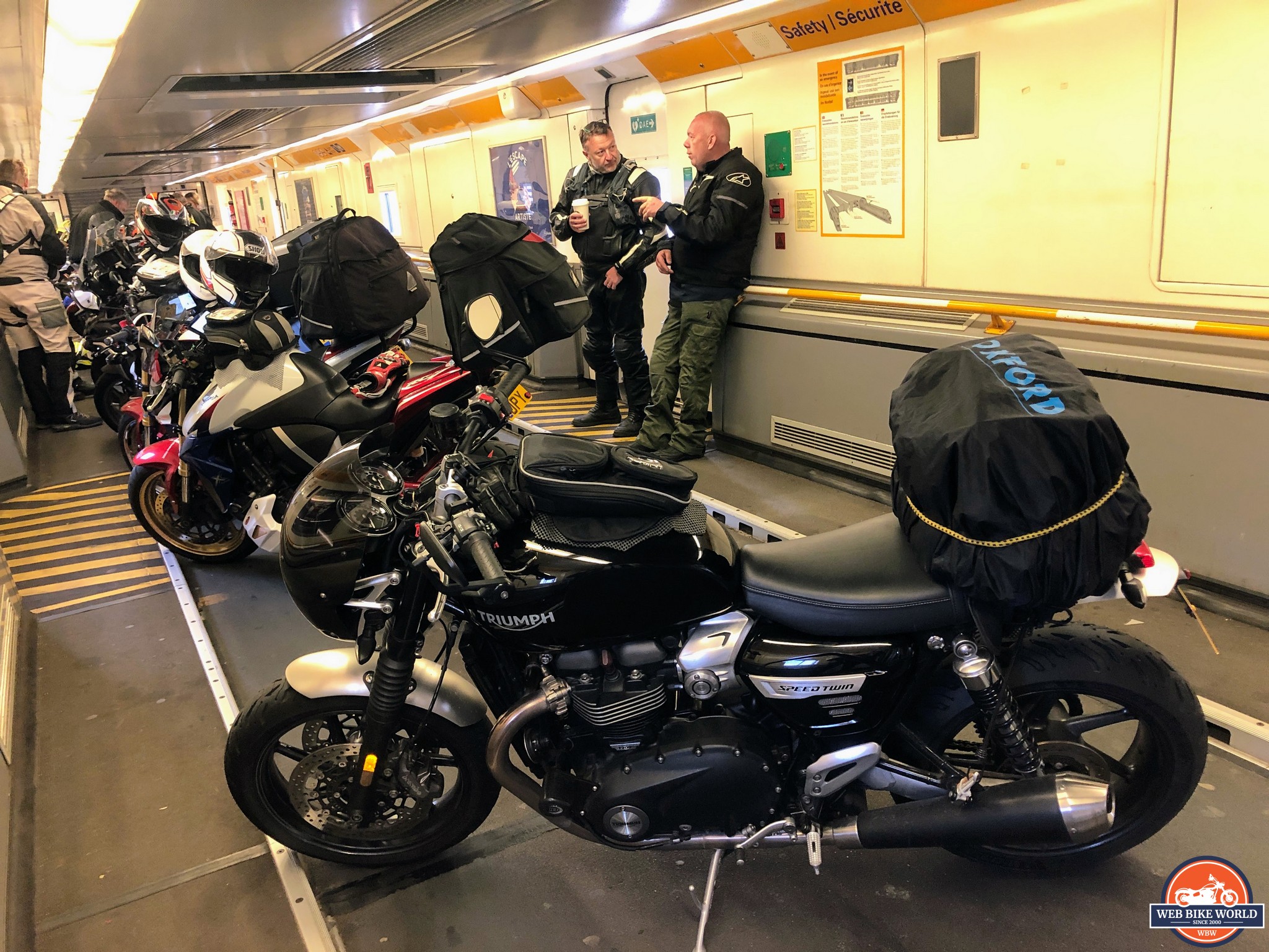 Bikers waiting for the train