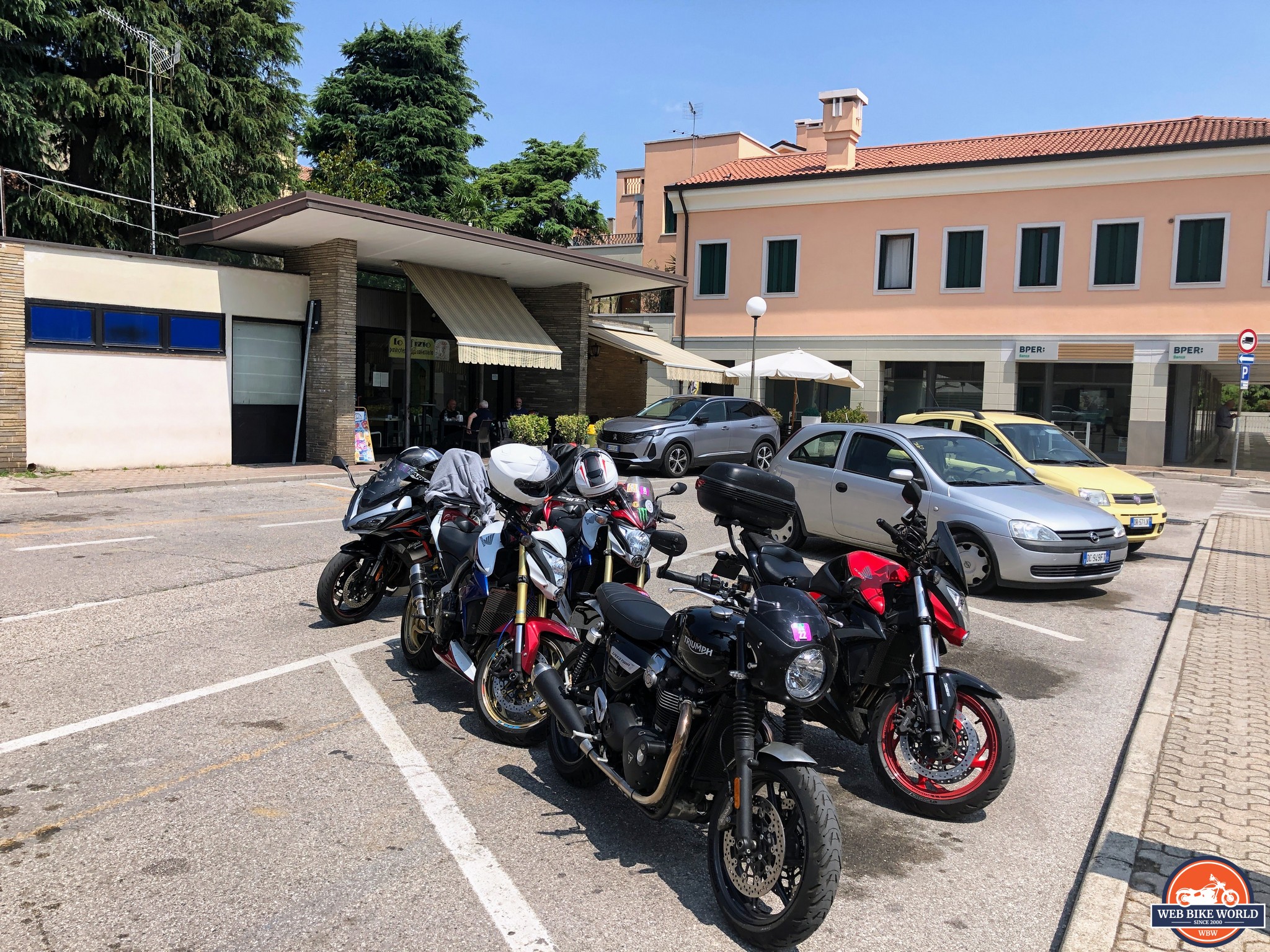 Motorcycles parked outside