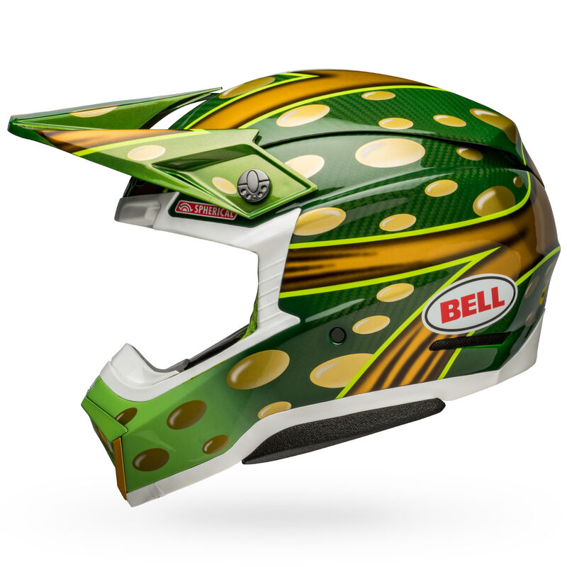 The McGrath Replica 22 in Gloss Gold/Green. All media sourced from Bell Helmets.